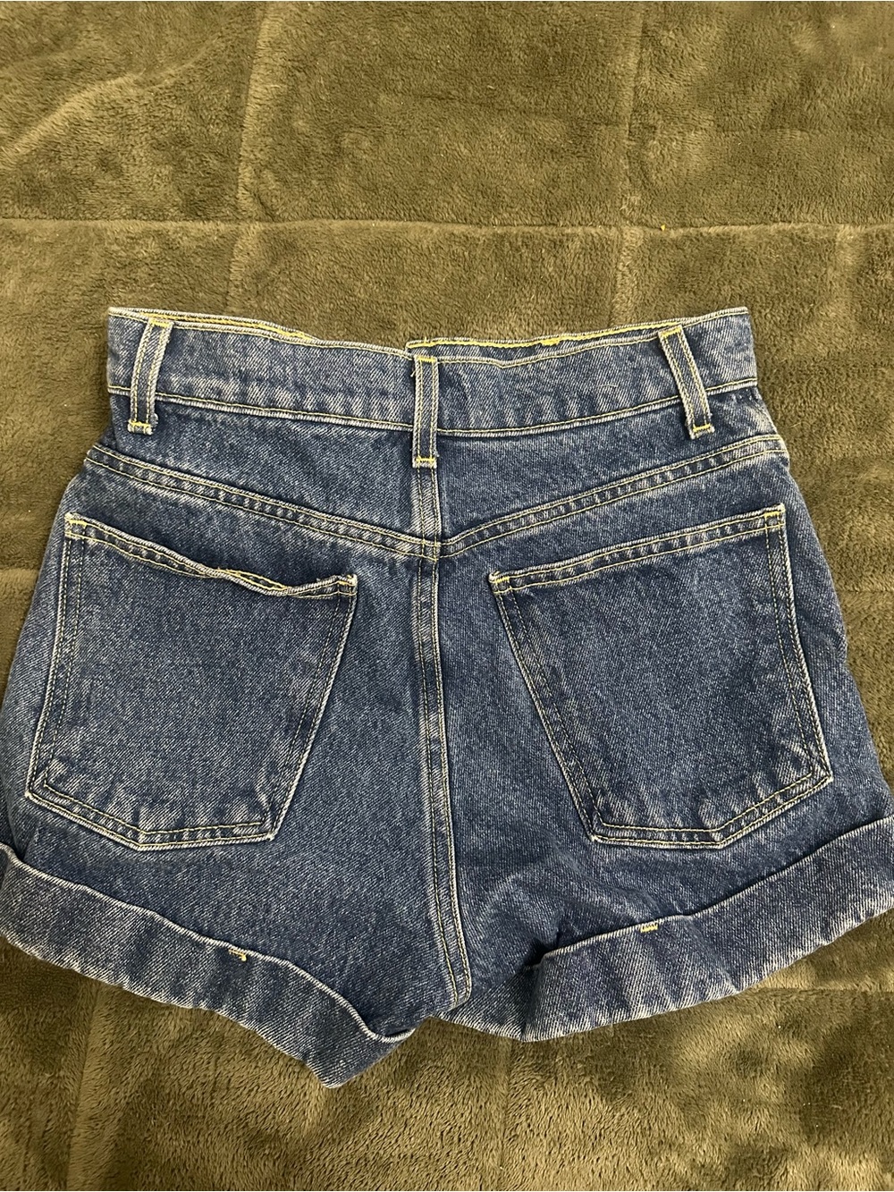 American Apparel Blue Denim High-Waist Jean Shorts